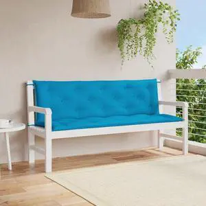 vidaXL Indoor/Outdoor Bench Cushions 2 pcs, Patio Loveseat Cushions, Porch Swing Seat Cushions, Non-slip, Water-Repellent, Breathable, Resilient, Light Blue 59.1"x19.7"x2.8" Oxford Fabric