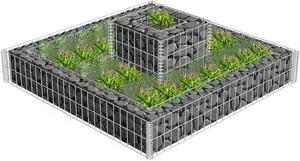 vidaXL Gabion Basket for Garden, Galvanized Steel Gabion Planter, Rectangular Gabion Raised Bed, High Load Capacity