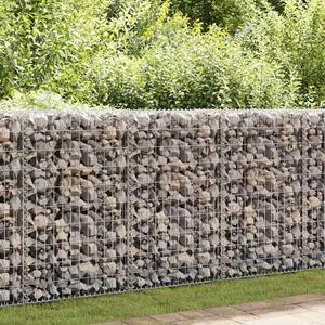 vidaXL Gabion Basket with Lids, Galvanized Steel Gabion Wall, 354.3"x11.8"x39.4"