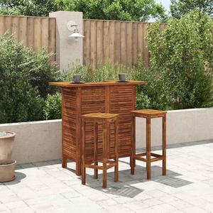 vidaXL 3 Piece Bar Set, Rustic Pub Table and Chairs, Counter Height Tabletop, Indoor & Outdoor Use, Oil Finished, Weather-Resistant, Easy Assembly, 41.3"x20"x43.3" Solid Acacia Wood