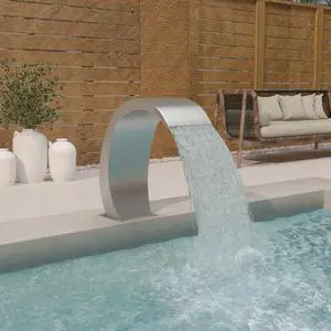 vidaXL Pool Fountain, Stainless Steel 304 Construction, Chlorine-Resistant, with Even Water Flow, Easy Installation, Suitable for Ponds, Pools, Gardens, 8.7"x23.6"x27.6"