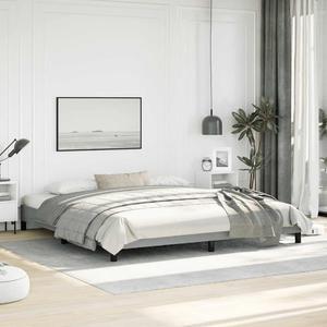 vidaXL King Size Bed Frame with Plywood Slats, Platform Bed Frame, Fabric Upholstered Mattress Foundation, No Box Spring Needed & Easy Assembly, Light Gray, without Mattress