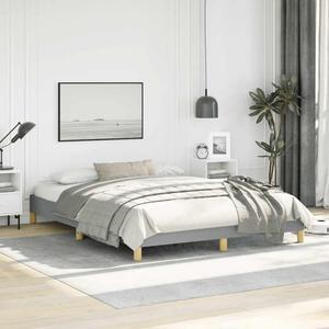 vidaXL Queen Size Bed Frame with Plywood Slats, Platform Bed Frame, Fabric Upholstered Mattress Foundation, No Box Spring Needed & Easy Assembly, Light Gray, without Mattress