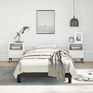 vidaXL Twin Size Bed Frame with Plywood Slats, Platform Bed Frame, Faux Leather Upholstered Mattress Foundation, No Box Spring Needed & Easy Assembly, Black, without Mattress