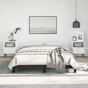 vidaXL Full Size Bed Frame with Plywood Slats, Platform Bed Frame, Faux Leather Upholstered Mattress Foundation, No Box Spring Needed & Easy Assembly, Black, without Mattress