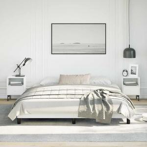 vidaXL California King Size Bed Frame with Plywood Slats, Platform Bed Frame, Faux Leather Upholstered Mattress Foundation, No Box Spring Needed & Easy Assembly, White, without Mattress