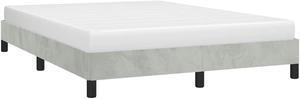 vidaXL Queen Size Bed Frame with Plywood Slats, Platform Bed Frame, Velvet Upholstered Mattress Foundation, No Box Spring Needed & Easy Assembly, Light Gray, without Mattress
