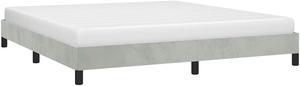 vidaXL King Size Bed Frame with Plywood Slats, Platform Bed Frame, Velvet Upholstered Mattress Foundation, No Box Spring Needed & Easy Assembly, Light Gray, without Mattress