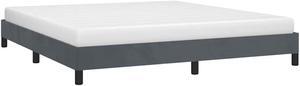vidaXL King Size Bed Frame with Plywood Slats, Platform Bed Frame, Velvet Upholstered Mattress Foundation, No Box Spring Needed & Easy Assembly, Dark Gray, without Mattress