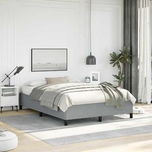 vidaXL Full Size Bed Frame with Plywood Slats, Platform Bed Frame, Fabric Upholstered Mattress Foundation, No Box Spring Needed & Easy Assembly, Light Gray, without Mattress