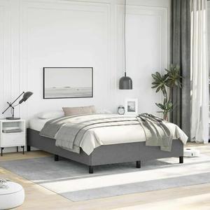 vidaXL Full Size Bed Frame with Plywood Slats, Platform Bed Frame, Fabric Upholstered Mattress Foundation, No Box Spring Needed & Easy Assembly, Dark Gray, without Mattress