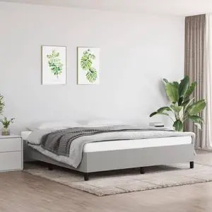 vidaXL California King Size Bed Frame with Plywood Slats, Platform Bed Frame, Fabric Upholstered Mattress Foundation, No Box Spring Needed & Easy Assembly, Light Gray, without Mattress