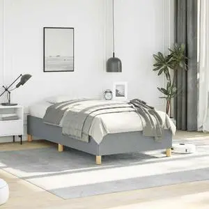 vidaXL Bed Frame Light Gray 39.4"x74.8" Twin Fabric
