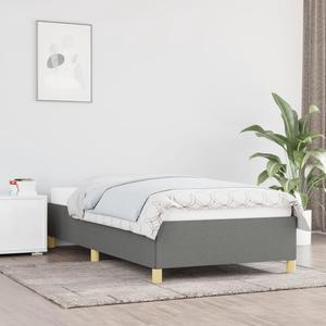 vidaXL Twin Size Bed Frame with Plywood Slats, Platform Bed Frame, Fabric Upholstered Mattress Foundation, No Box Spring Needed & Easy Assembly, Dark Gray, without Mattress