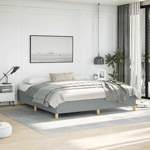 vidaXL King Size Bed Frame with Plywood Slats, Platform Bed Frame, Fabric Upholstered Mattress Foundation, No Box Spring Needed & Easy Assembly, Light Gray, without Mattress
