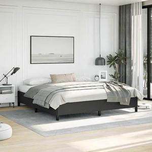 vidaXL King Size Bed Frame with Plywood Slats, Platform Bed Frame, Faux Leather Upholstered Mattress Foundation, No Box Spring Needed & Easy Assembly, Black, without Mattress