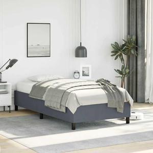 vidaXL Twin XL Size Bed Frame with Plywood Slats, Platform Bed Frame, Velvet Upholstered Mattress Foundation, No Box Spring Needed & Easy Assembly, Dark Gray, without Mattress