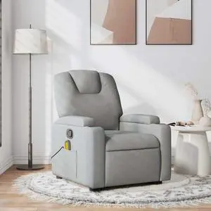 vidaXL Massage Recliner Chair for Living Room, Adjustable Recliner with 6-Point Vibration Massage, Home Theater Seating with Padded Seat Backrest & Side Pocket, Light Gray Fabric vidaXL Massage Recliner Chair for Living Room, Adjustable Recliner with 6-Point Vibration Massage, Home Theater Seating with Padded Seat Backrest & Side Pocket, Light Gray Fabric