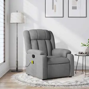vidaXL Massage Recliner Chair for Living Room, Adjustable Recliner with 6-Point Vibration Massage, Home Theater Seating with Padded Seat Backrest & Side Pocket, Light Gray Fabric vidaXL Massage Recliner Chair for Living Room, Adjustable Recliner with 6-Point Vibration Massage, Home Theater Seating with Padded Seat Backrest & Side Pocket, Light Gray Fabric