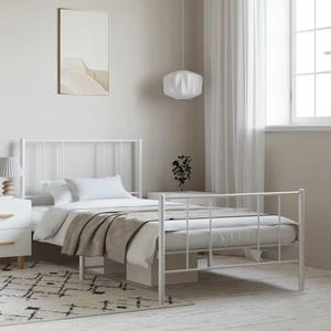 vidaXL 12 Inch Twin XL Metal Bed Frame with Headboard & Footboard, No Box Spring Needed, Noise Free Platform Bed Frame with Steel Slats, Easy Assembly, Under Bed Storage, Minimalist, White