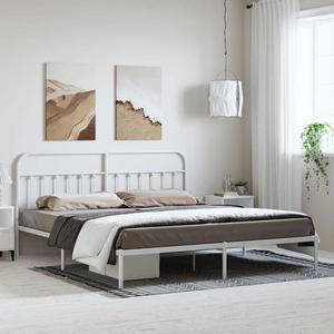 vidaXL 12 Inch California King Metal Bed Frame with Headboard, No Box Spring Needed, Noise Free Platform Bed Frame with Steel Slats, Easy Assembly, Under Bed Storage, Minimalist, White