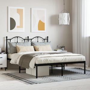vidaXL 12 Inch Queen Metal Bed Frame with Headboard, No Box Spring Needed, Noise Free Platform Bed Frame with Steel Slats, Easy Assembly, Under Bed Storage, Minimalist, Black