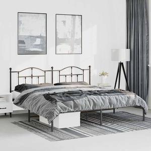 vidaXL 12 Inch King Metal Bed Frame with Headboard, No Box Spring Needed, Noise Free Platform Bed Frame with Steel Slats, Easy Assembly, Under Bed Storage, Minimalist, Black