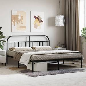 vidaXL 12 Inch Black California King Bed Frame with Headboard, Sturdy Metal Platform Bed Frame & Slats, Extra Under Bed Storage, No Box Spring Needed, without Mattress