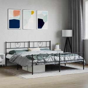 vidaXL Califonia King Metal Bed Frame with Headboard and Footboard, Under Bed Storage Space, Sturdy Steel Construction and Easy Assembly, Minimalist Style, Black, 12'' High, without Mattress