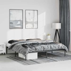 vidaXL 12-Inch Black Metal California King Bed Frame, Heavy-Duty Construction with Under-Bed Storage for Modern Bedroom, No Box Spring Needed & Easy Assembly, No Mattress
