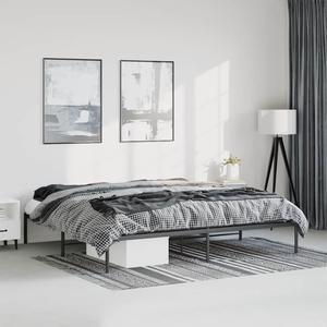 vidaXL 12-Inch Black Metal King Bed Frame, Heavy-Duty Construction with Under-Bed Storage for Modern Bedroom, No Box Spring Needed & Easy Assembly, No Mattress