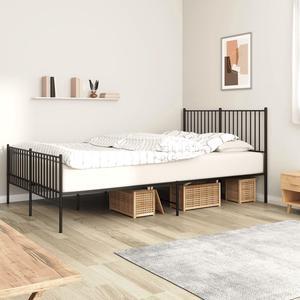 vidaXL 12-Inch Black Metal Queen Bed Frame with Headboard & Footboard, Heavy-Duty Construction with Under-Bed Storage for Modern Bedroom, No Box Spring Needed & Easy Assembly, No Mattress
