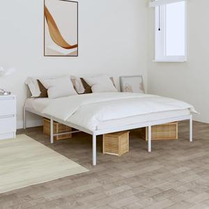 vidaXL 12-Inch White Metal Queen Bed Frame, Heavy-Duty Construction with Under-Bed Storage for Modern Bedroom, No Box Spring Needed & Easy Assembly, No Mattress