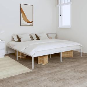 vidaXL 12-Inch White Metal 
California King Bed Frame, Heavy-Duty Construction with Under-Bed Storage for Modern Bedroom, No Box Spring Needed & Easy Assembly, No Mattress