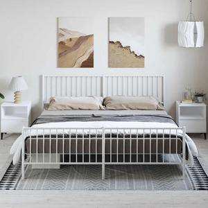 vidaXL White Metal California King Bed Frame with Headboard & Footboard, Heavy-Duty Construction, Under-Bed Storage, for Modern Bedroom, No Box Spring Needed & Easy Assembly, No Mattress