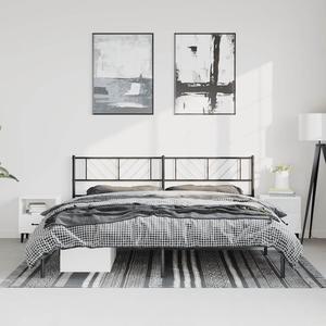 vidaXL King Metal Bed Frame with Headboard and Stable Slats, Under Bed Storage Space, Sturdy Steel Construction and Easy Assembly, Minimalist Style, Black, 12'' High, without Mattress