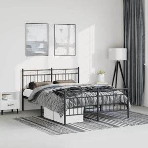vidaXL 11'' Metal Queen Bed Frames with Headboard and Footboard, Platform Bed Frame with Strong Metal Slats Support, Under Bed Storage, Noise Free, Black, without Mattress
