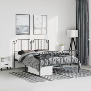 vidaXL Califonia King Metal Bed Frame with Headboard and Footboard, Under Bed Storage Space, Sturdy Steel Construction and Easy Assembly, Minimalist Style, Black, 12'' High, without Mattress