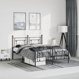vidaXL 10'' Metal Queen Bed Frames with Headboard and Footboard, Platform Bed Frame with Strong Metal Slats Support, Under Bed Storage, Noise Free, Black, without Mattress
