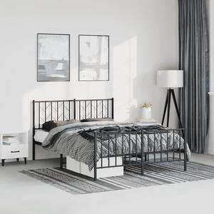 vidaXL 12'' Metal Queen Bed Frames with Headboard and Footboard, Platform Bed Frame with Strong Metal Slats Support, Under Bed Storage, Noise Free, Black, without Mattress