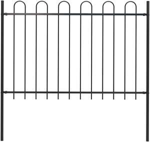 vidaXL Garden Fence Privacy Screen Fence Wall with Hoop Top Steel 5.9' Black