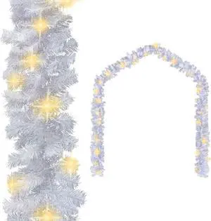 vidaXL Christmas Garland Decoration Artificial Garland with LED Lights White
