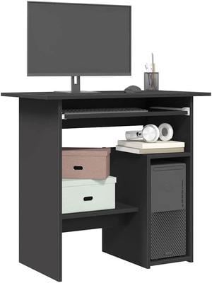 vidaXL Desk Computer Desk Home Office Desk with Storage Gray Engineered Wood