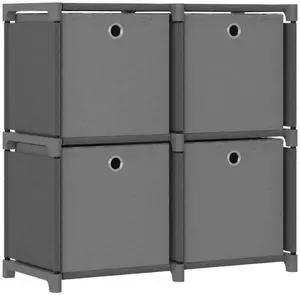 vidaXL Display Shelf with Boxes Free Standing 4-Cube Storage Shelf Gray Fabric
