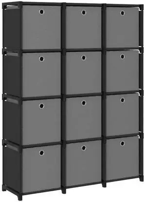 vidaXL Display Shelf with Boxes Free Standing 12-Cube Storage Shelf Black Fabric