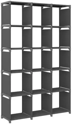 vidaXL Display Shelf Free Standing 15-Cube Storage Shelf Cube Gray Fabric