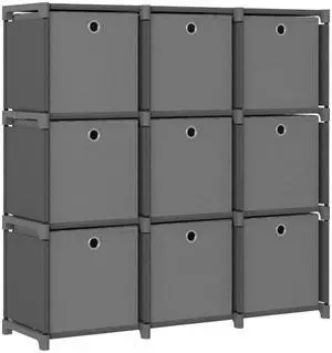 vidaXL Display Shelf with Boxes Free Standing 9-Cube Storage Shelf Gray Fabric