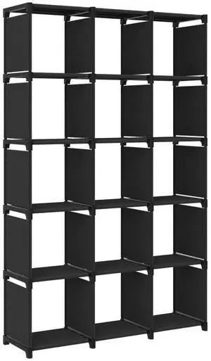 vidaXL Display Shelf Free Standing 15-Cube Storage Shelf Cube Black Fabric