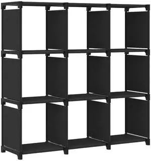 vidaXL Display Shelf Free Standing 9-Cube Storage Shelf Cube Black Fabric