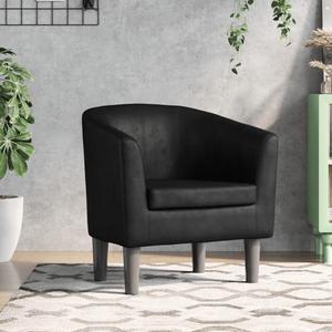 vidaXL Tub Chair Accent Barrel Armchair for Living Room Black Faux Leather